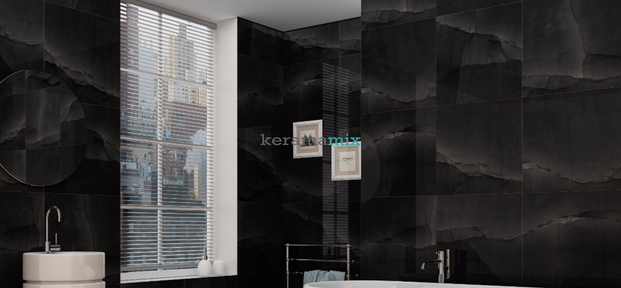 Керамограніт Netto Ceramika | Onyx Black High Glossy 60×60 13780 фото