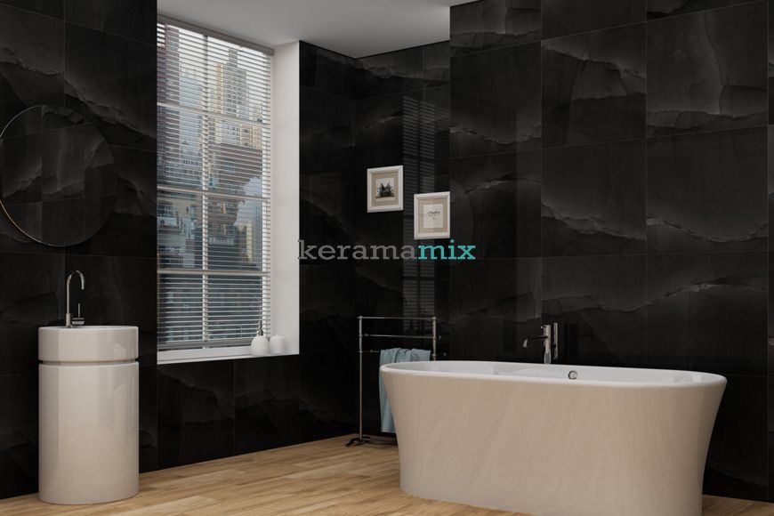 Керамограніт Netto Ceramika | Onyx Black High Glossy 60×60 13780 фото