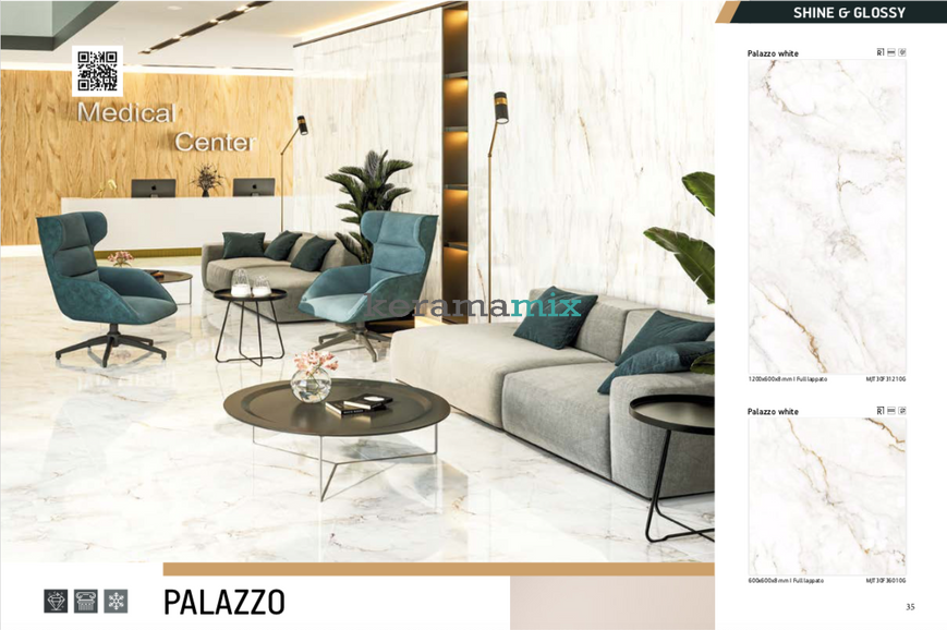 Керамограніт Teo Ceramics (Allore) | Palazzo White F P 600x1200x8 R Full Lappato 1 12781 фото