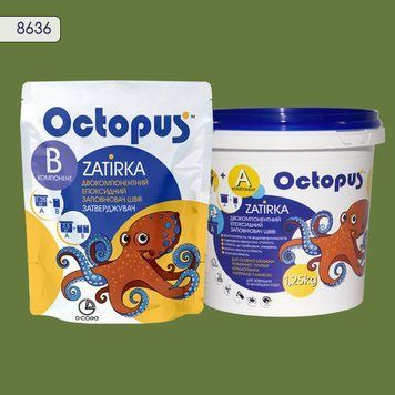 Двухкомпонентная эпоксидная затирка для плитки и мозаики ТМ "OCTOPUS", цвет 8636 1,25 кг. 209474 фото