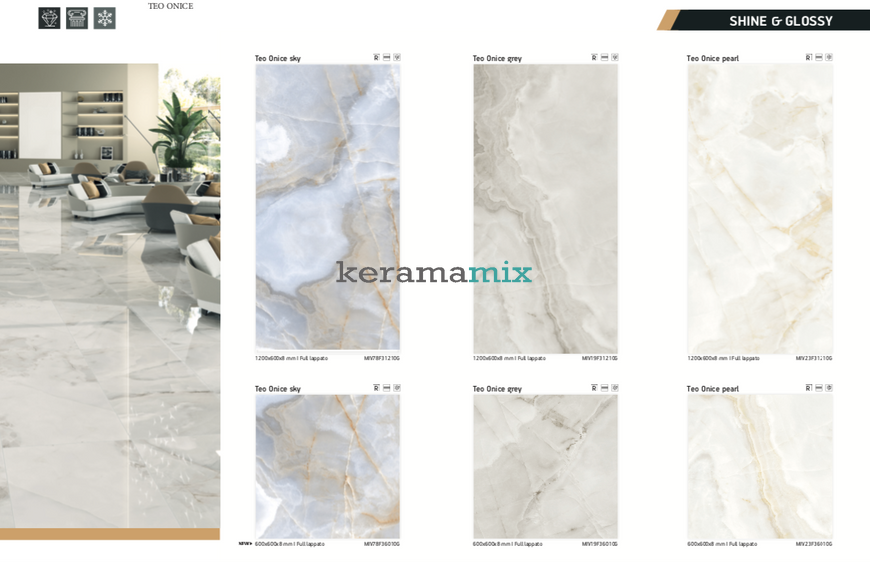 Керамограніт Teo Ceramics (Allore) | Teo Onice Pearl F P 600x600x8 R Full Lappato 1 12783 фото