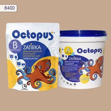 Двухкомпонентная эпоксидная затирка для плитки и мозаики ТМ "OCTOPUS", цвет 8400 1,25 кг. 209215 фото