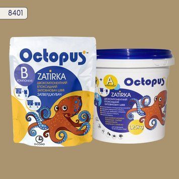 Двухкомпонентная эпоксидная затирка для плитки и мозаики ТМ "OCTOPUS", цвет 8401 1,25 кг. 209216 фото