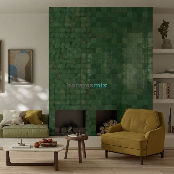 Керамограніт Marazzi | Crogiolo Lume Green Struttura 3D Dew 10х10 Lux 11,5 мм (MQ88) 208675 фото
