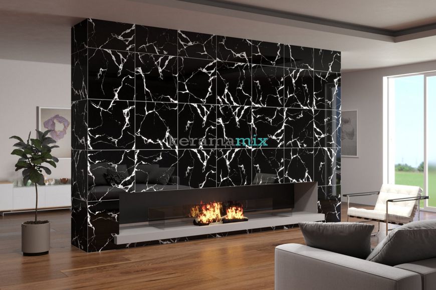 Керамогранит Netto Ceramika | Black Marble High Glossy 60×60 13794 фото