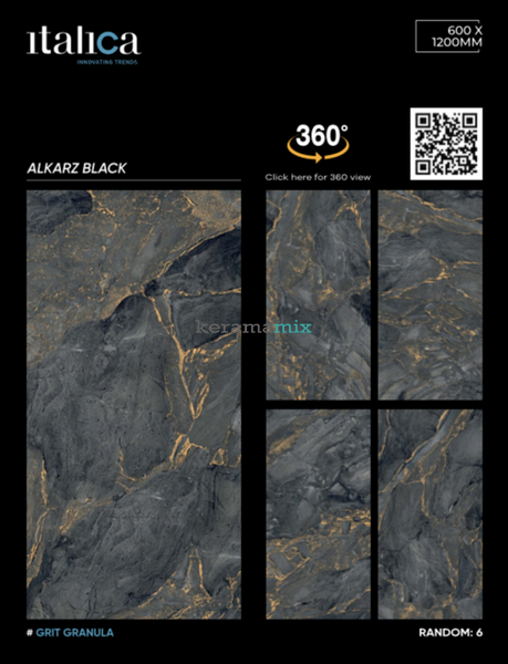 Керамограніт Italica | Alkarz Black Grit Granula 60x120 17543 фото