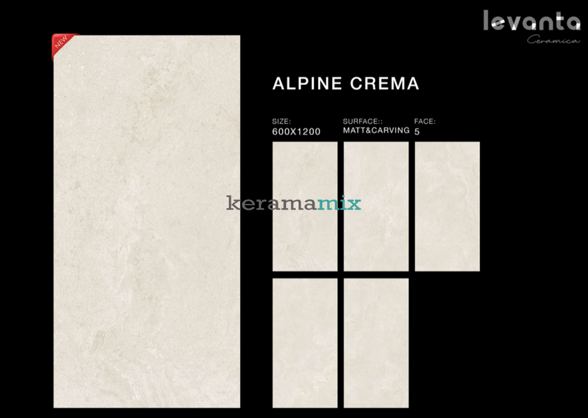 Керамограніт Levanta Ceramica | Плитка Alpine Crema Mat Carving 60X120 202832 фото