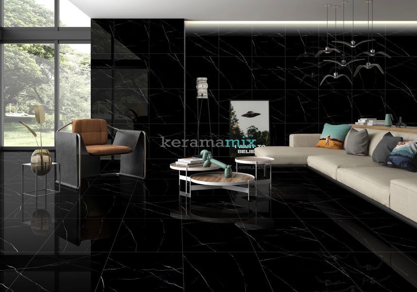 Керамограніт Asia Pacific | Nero Marquina Black High Polished 60*120 201573 фото