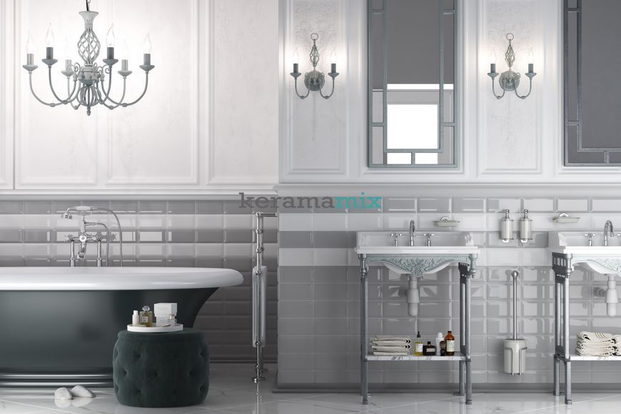Настенная плитка Metrotiles серый 462051 10x20 см 49194380 фото