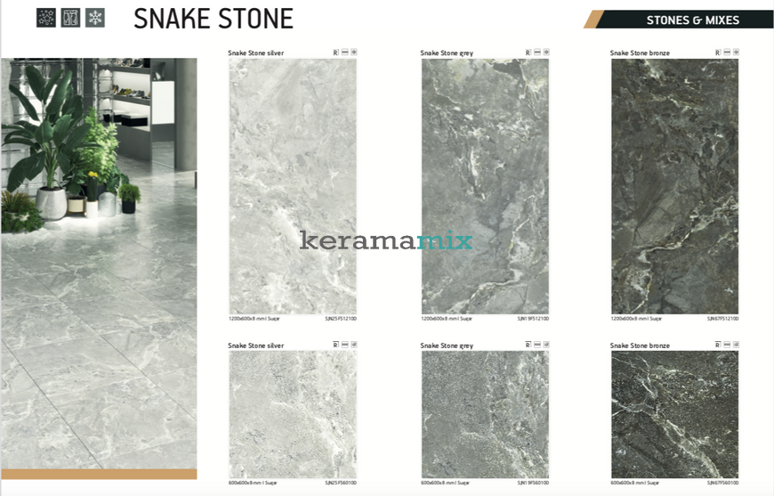 Керамограніт Teo Ceramics (Allore) | Snake Stone Grey F PC R Sugar 600x1200 11473 фото