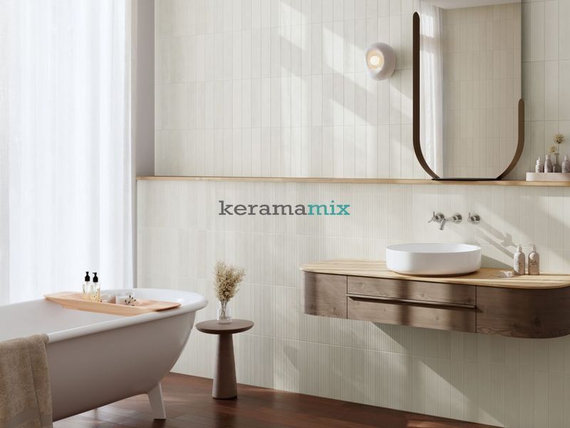 Плитка CERAMICA DESEO | TERRE OFF WHITE LINEAL 7,5х30 201179 фото
