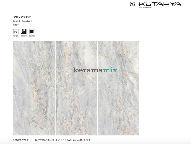 Керамогранит Kutahya | Camelia Ice DF Polish 120х280  6мм  208191 фото