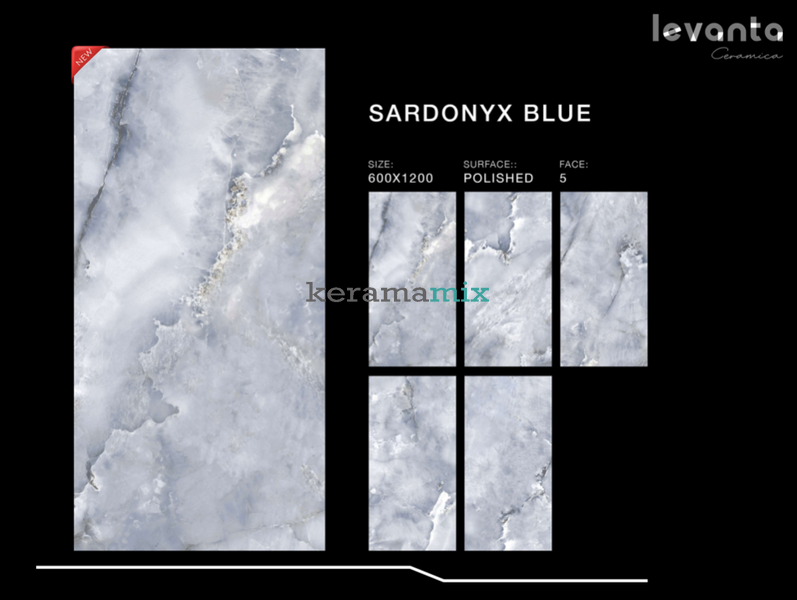 Керамограніт Levanta Ceramica | Плитка Sardonyx Blue Polished 60X120 202839 фото