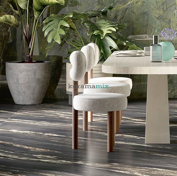 Керамогранит Fiandre | Marmi Maximum Nero Damascato 300х150 Satin 6mm (MMH14761530) 19075 фото