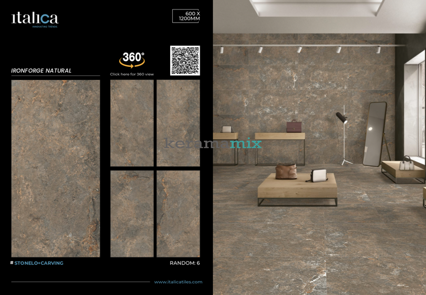 Керамогранит Italica | Плитка IRONFORGE NATURAL STONELO + CARVING 60x120 202892 фото