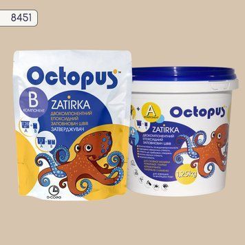 Двухкомпонентная эпоксидная затирка для плитки и мозаики ТМ "OCTOPUS", цвет 8451 1,25 кг. 209230 фото