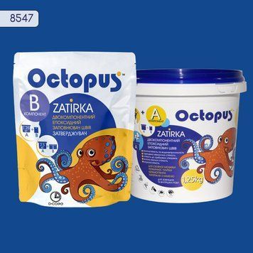 Двухкомпонентная эпоксидная затирка для плитки и мозаики ТМ "OCTOPUS", цвет 8547 синий 1,25 кг. 209104 фото
