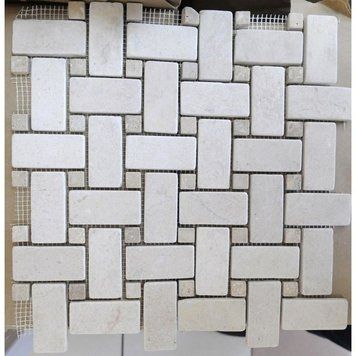 Мраморная мозаика BEIGE MARBLE MOSAIC TUMBLED BASKET WEAVE 29.5x29.5 см 10675 фото