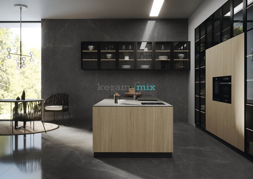 Керамограніт Azulejos Benadresa | Плитка PIETRA ANTICA NERO NATURAL 60*120*9,5mm 203049 фото