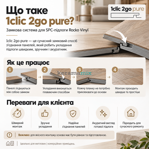 Кварц-вінілова плитка Rocko Vinyl | SPC R109 Конкрітч PT 34 1210x295x5 210212 фото