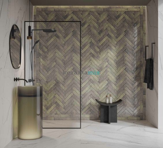 Плитка настенная Paradyz | Monpelli White Mix Cegielka STR Блиск 65x298 20100 фото