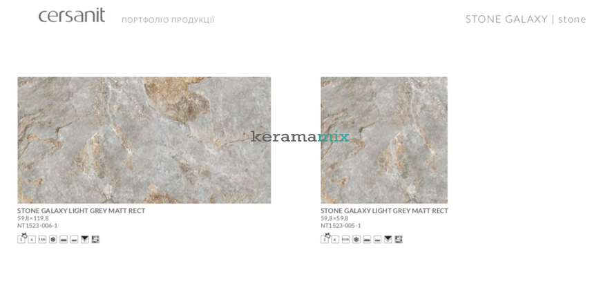 Керамограніт Cersanit | Stone Galaxy Light Grey Matt Rect 59,8X59,8 12427 фото