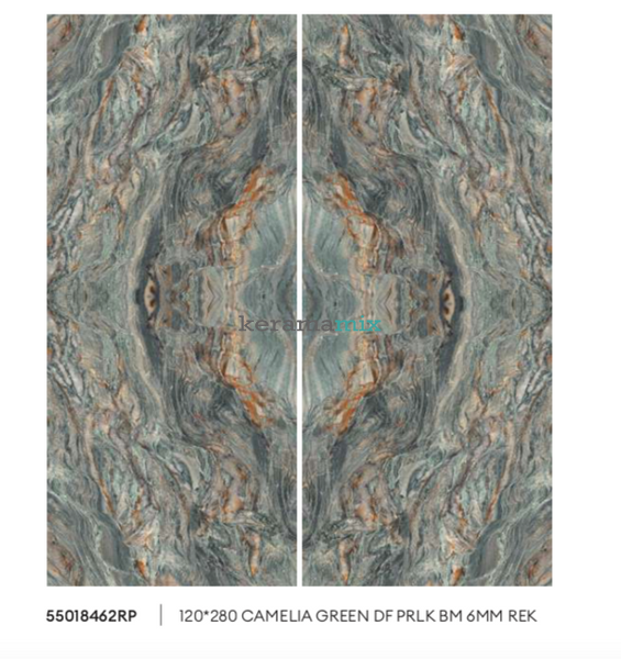 Керамограніт Kutahya | Camelia Green Polish 120х280 6 мм  208208 фото