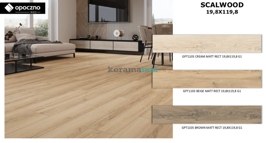 Плитка под дерево Opoczno PL | Scalwood GPT1105 Beige Matt Rect 19,8X119,8 13048 фото