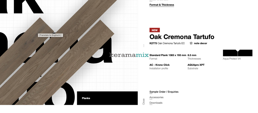 Ламинат Kaindl | FLOORganic XPT Select 8.5 K2773 Oak Cremona Tartufo EC 1383 x 193 mm 8.5 mm 209709 фото