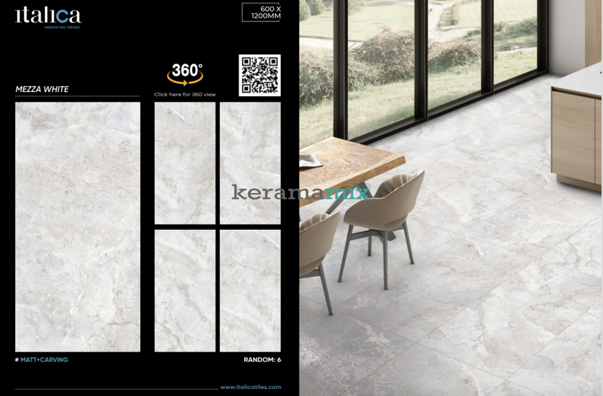 Керамогранит Italica | Mezza White Matt+Carving 60x120 17532 фото