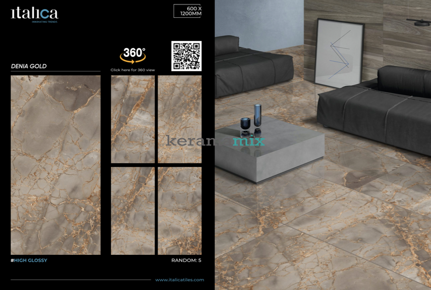 Керамогранит Italica | Denia Gold High Glossy 60x120 см 11964 фото