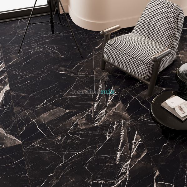 Керамограніт Kutahya | Black Calacatta Cyristal Polish N 240 x120 208266 фото