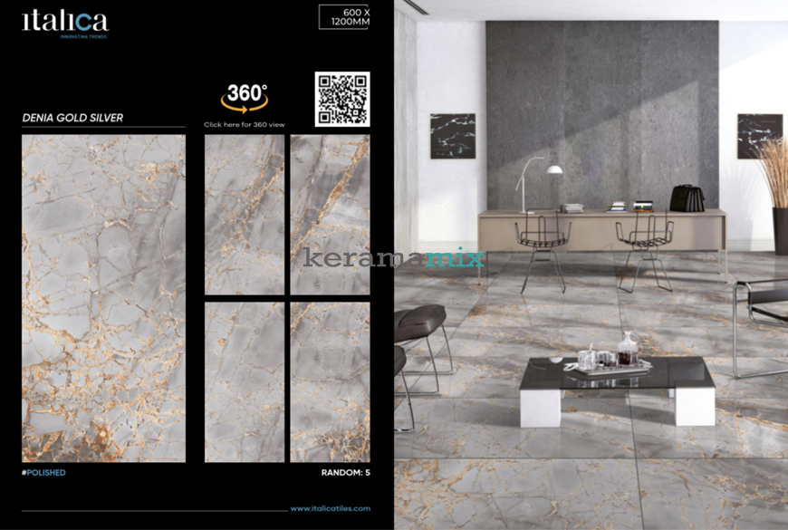 Керамогранит Italica | Denia Gold Silver Polished 60x120 см 11965 фото