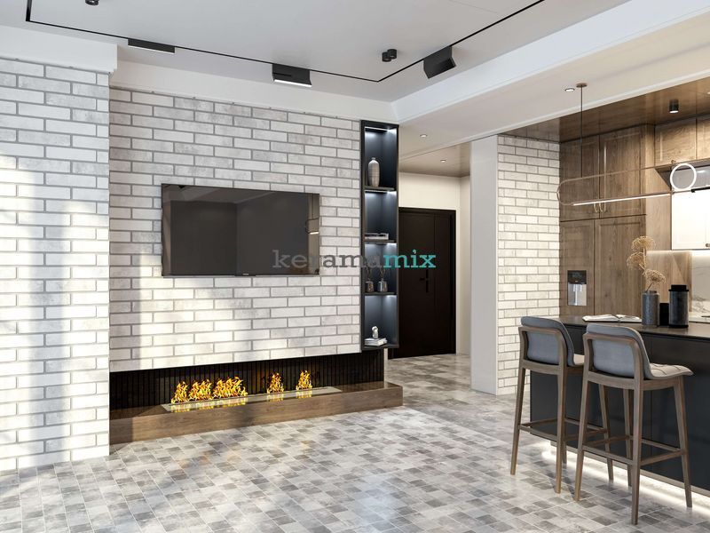 Керамогранит Golden Tile | Плитка Klinker Brick KB0010 белый 250х60х6 201066 фото