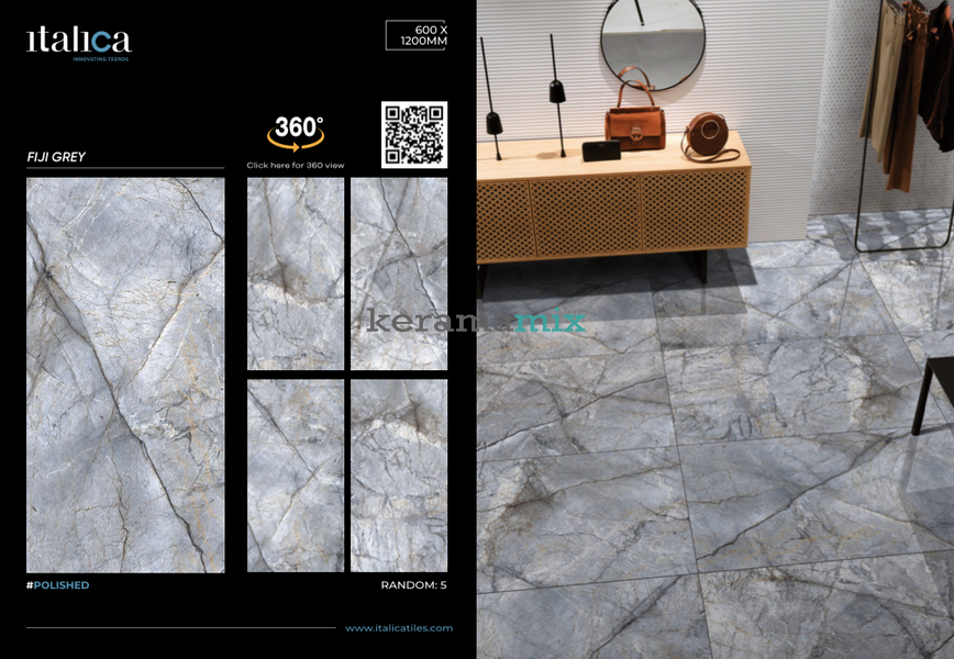 Керамогранит Italica | Fiji Grey Polished 60x120 см 11968 фото